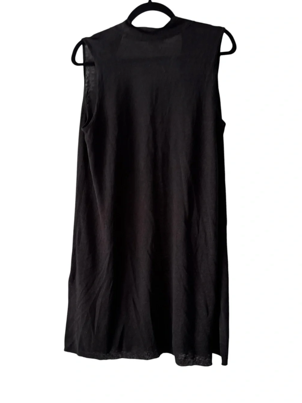 J Jill Linen Duster Vest Cardigan Pockets Long Black Open Front Knit M Petite